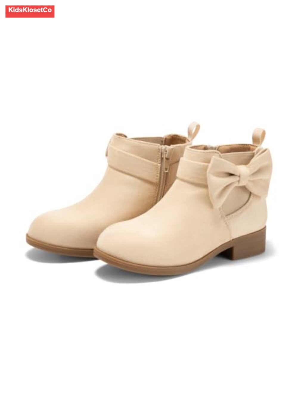 Girls Ankle Boots Faux Suede Bow Chunky Low Heel Zipper Toddler Booties